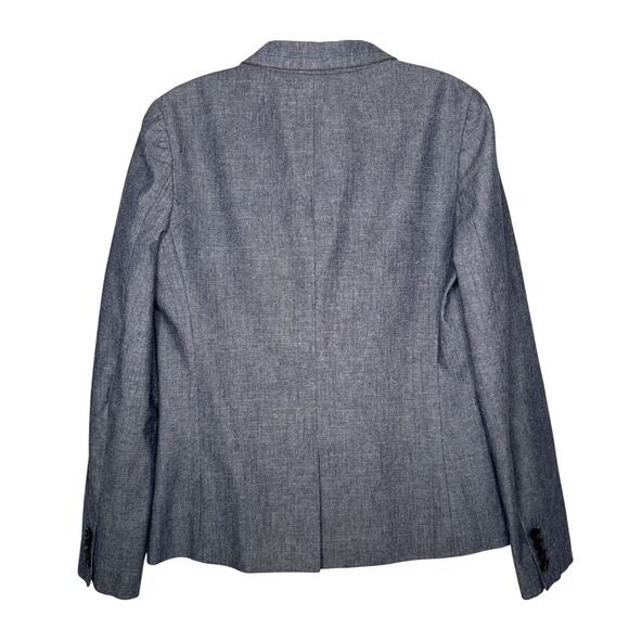J. Crew one button preppy blazer 100% cotton structured chambray Blue 8 - Picture 2 of 12
